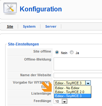 Setting TinyMCE 3 in Global Configuration